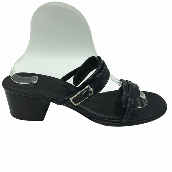Coach Shoes - Coach Leather Slides Slip On Heels Sandals Black 9.5